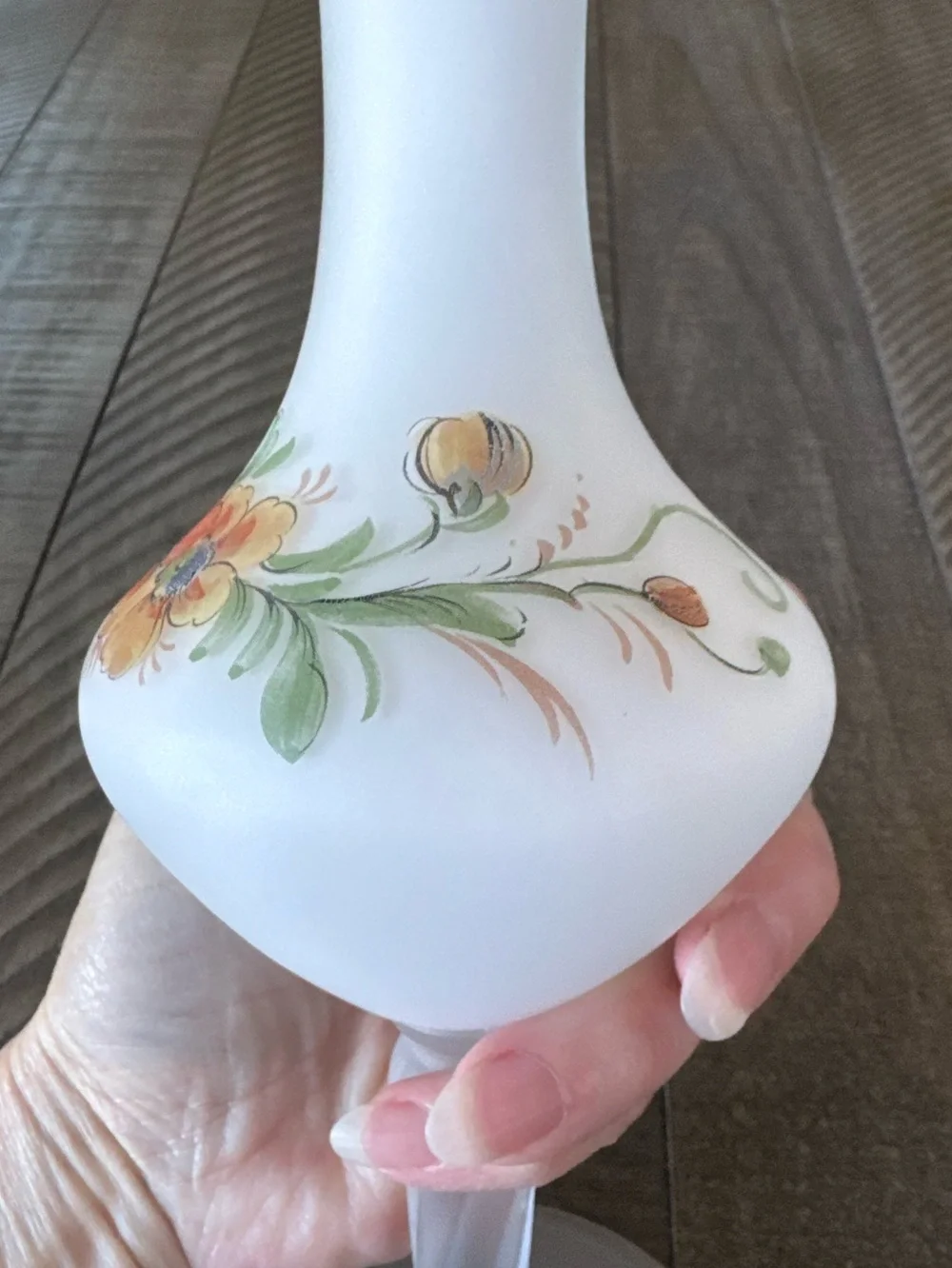 Vintage Frosted Floral Glass Bud Vase